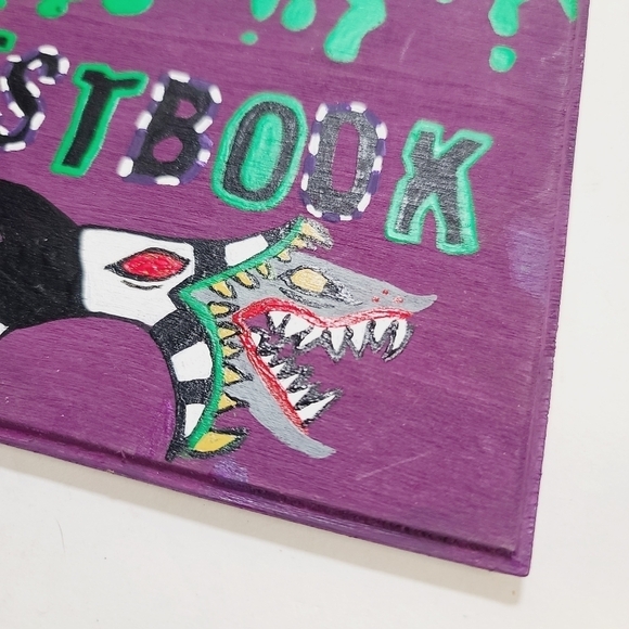 Halloween Wedding Party Hand Painted Beetlejuice Guest Book Sign - Picture 2 of 10